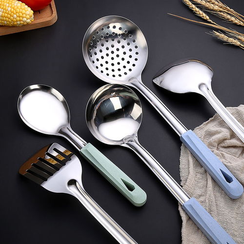 加厚不銹鋼鍋鏟煎鏟湯勺漏勺粥飯勺家用廚具炒菜鏟子廚房用品套裝